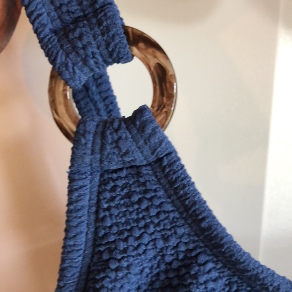 Shade and Shore Square Neck Puckered High Leg Blue Swimsuit - Picture 7 of 10